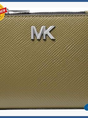 Men's Saffiano Leather Zip Wallet with Six Card Slots and Coin Pouch